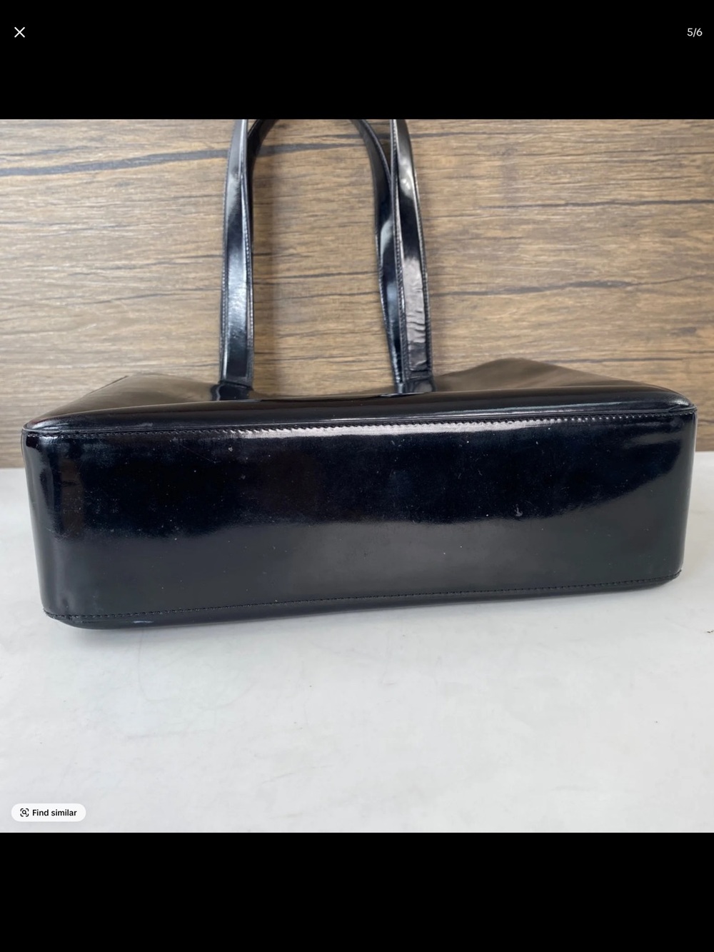 CHANEL Black Patent Leather Embossed Tote/vintage - Picture 5 of 7
